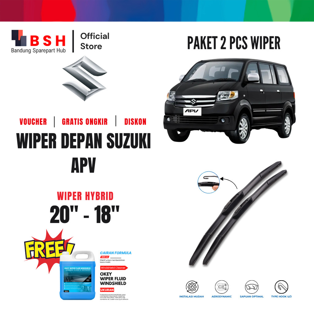 Wiper Suzuki APV Hybrid Kaca Depan Mobil Free Wiper Fluid