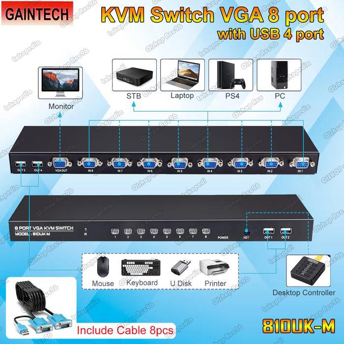 KVM VGA SWITCH USB 2.0 8 Port Free Kabel KVM 8 pcs