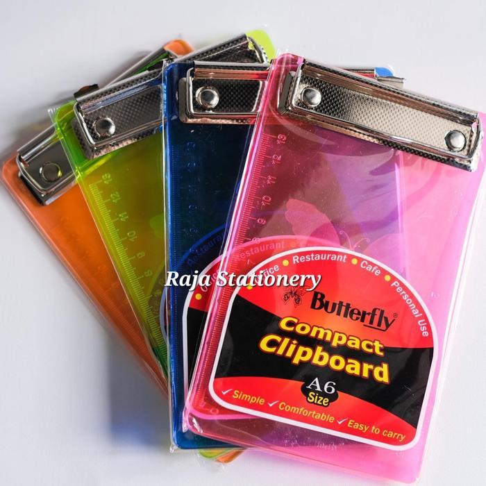 "New" Butterfly Clipboard A6 Acrylic Compact / Papan Jalan Alas Ujian Akrilik Butterfly A6