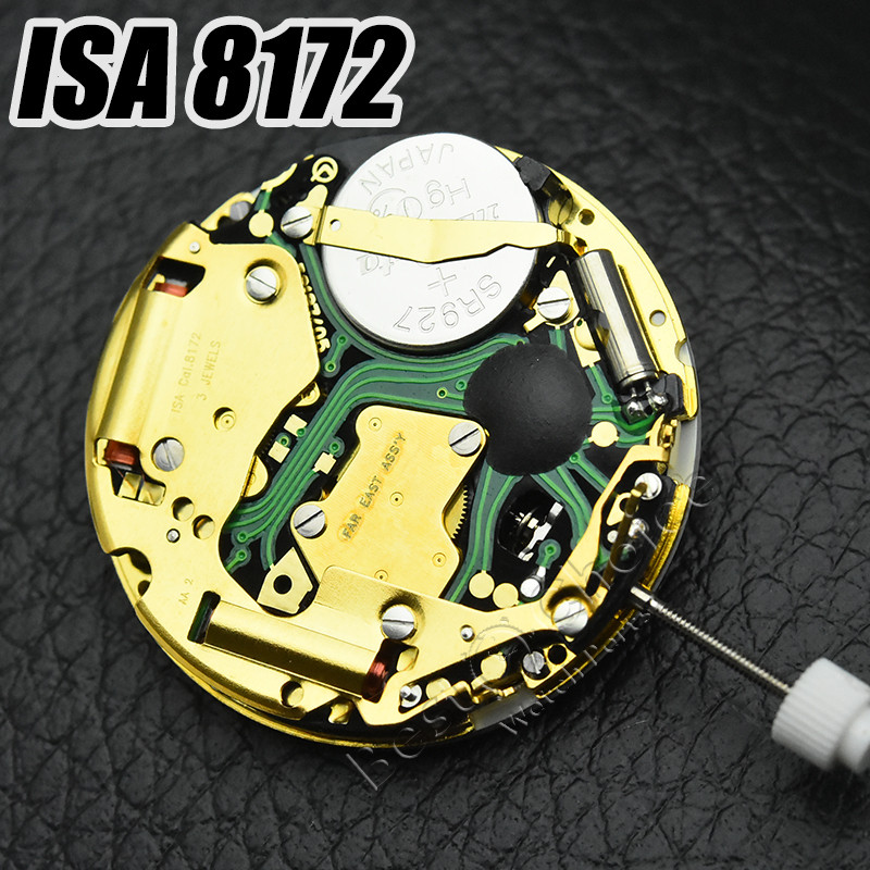Genuine Swiss ISA 8172 quartz movement, four o'clock calendar and six pins, watch accessories, gold