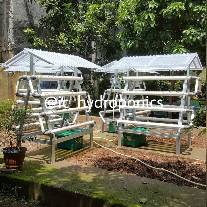 Kit Hidroponik Nft / Dft 80 Lubang Rangka Baja Ringan Fullset