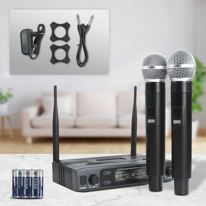 Mic Karaoke Dual Channel Handheld Wireless Uhf