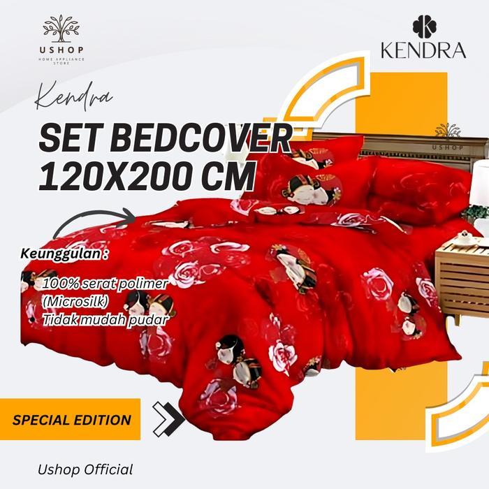 ASLI U Kendra Set Bedcover + Sprei FLAT 120X200 Motif Kartun Bunga Minimalis Bahan rotex Disperse