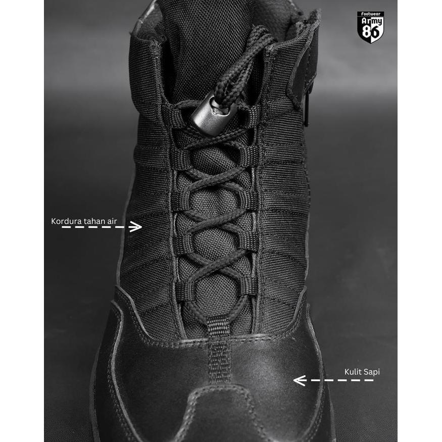 ARMY86 PDL Cygnus sepatu pdl tactical pendek lantas / sepatu safety boots shoes pria hitam Kerja