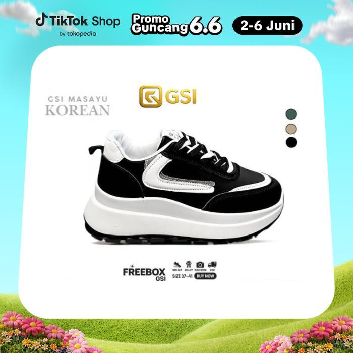 Sepatu-GSI Masayu Sepatu Wanita Sneakers Kasual Sport Cewek Shoes Karet 1334 Sekolah Casual Olahraga