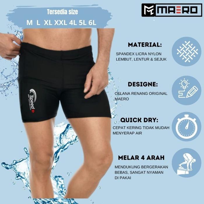 Celana renang 35 pendek pria pro plain color size normal dan jumbo