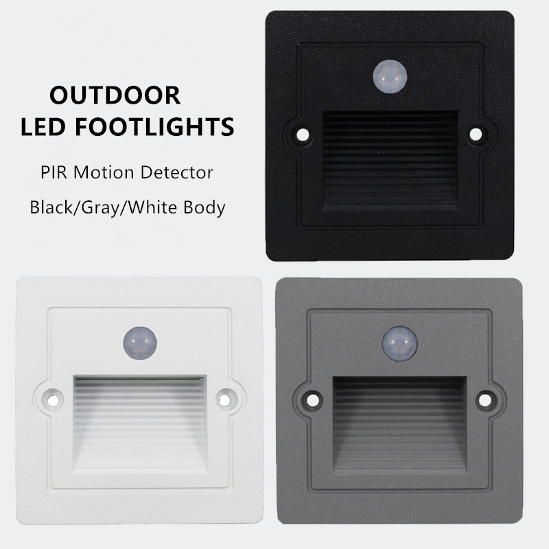 PIR sensor Motion Detector Intelligent Wall Lamp 3W Led Footlight Embedded Corner Lamp Outdoor Step
