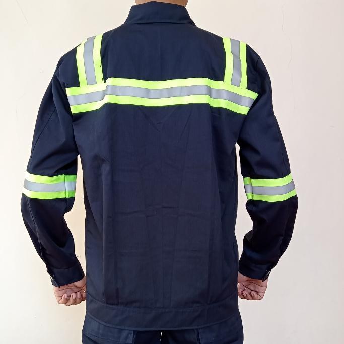 Wearpack Safety Semi Jaket Atasan Baju Kerja Lapangan Bahan American Drill - Warna Dongker, Ukuran M