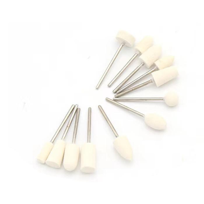 12pcs Bur poles wool felt feltcone buff Wool Felt Mounted Point Wool Poles Mini