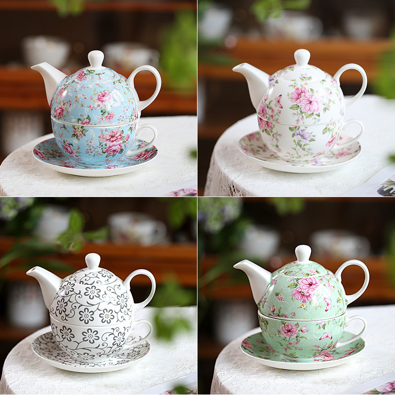 Creative 1 Pot 1 Cup 1 Saucer Single Drinking Teapot Teacup Tea Set Ceramic Flower Teapot Home