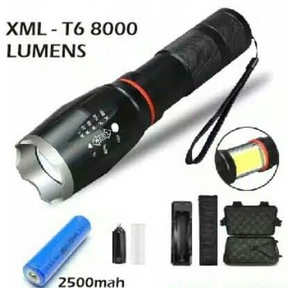 READY Paket Senter Led Super Terang 8000lumen + Batt + Charger + Box