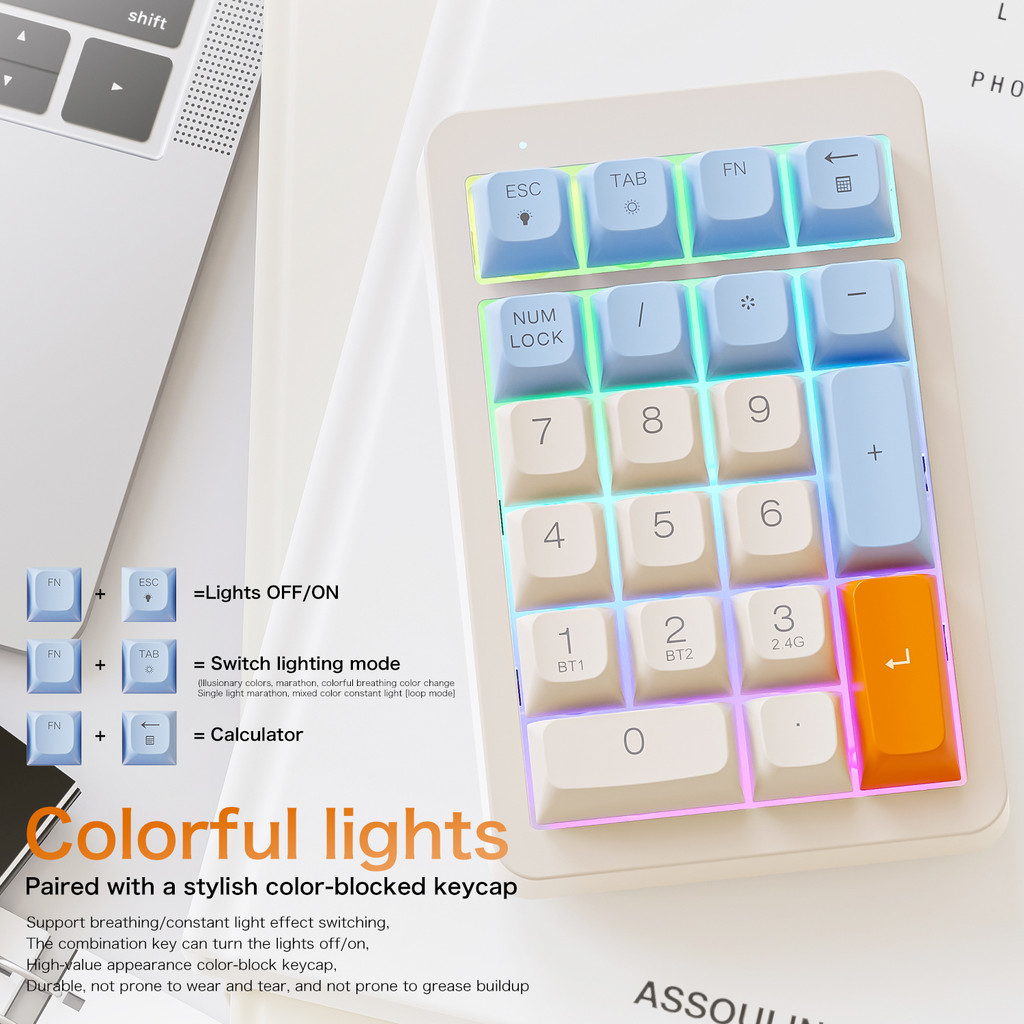 Mini Wireless Keyboard M21 For Financial Analyst Digital Keypad 21 Keys BT/2.4G External External