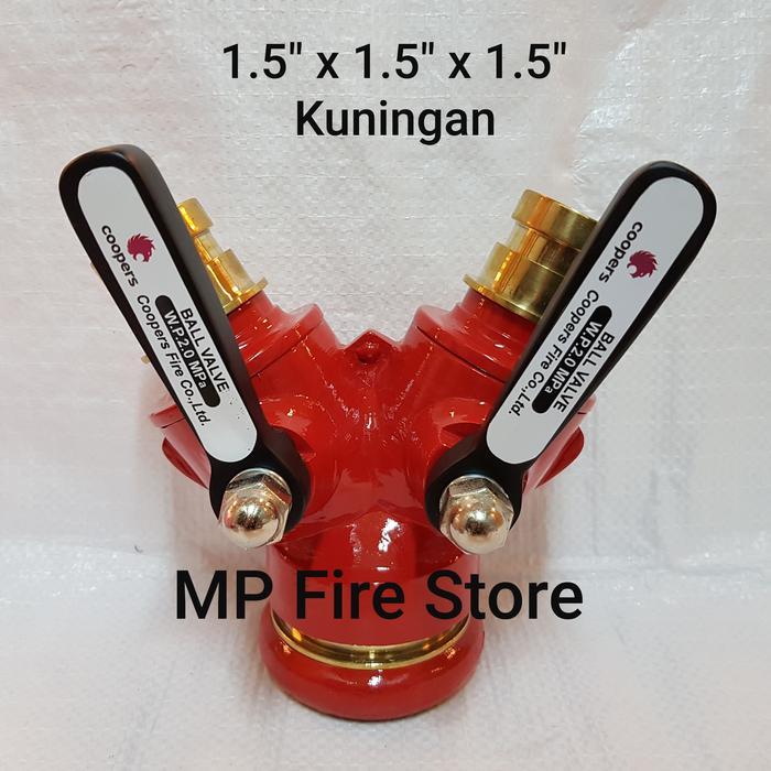 Y Connection 2 Handle 1,5 Inci Kuningan untuk Cabang Selang Pemadam