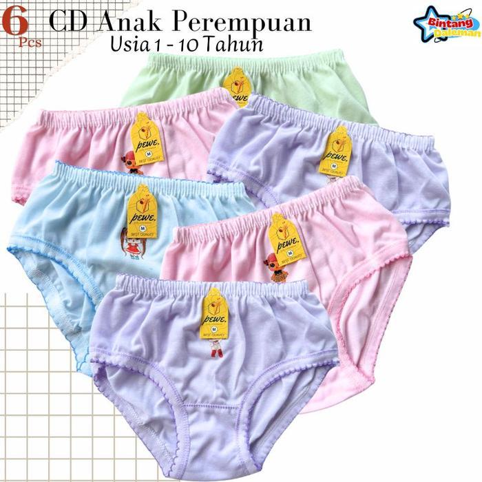 Premium 12 Pcs Celana Dalam Anak Cewek Perempuan / Sempak Anak Cewek Warna Warni / Cd Anak Cewek