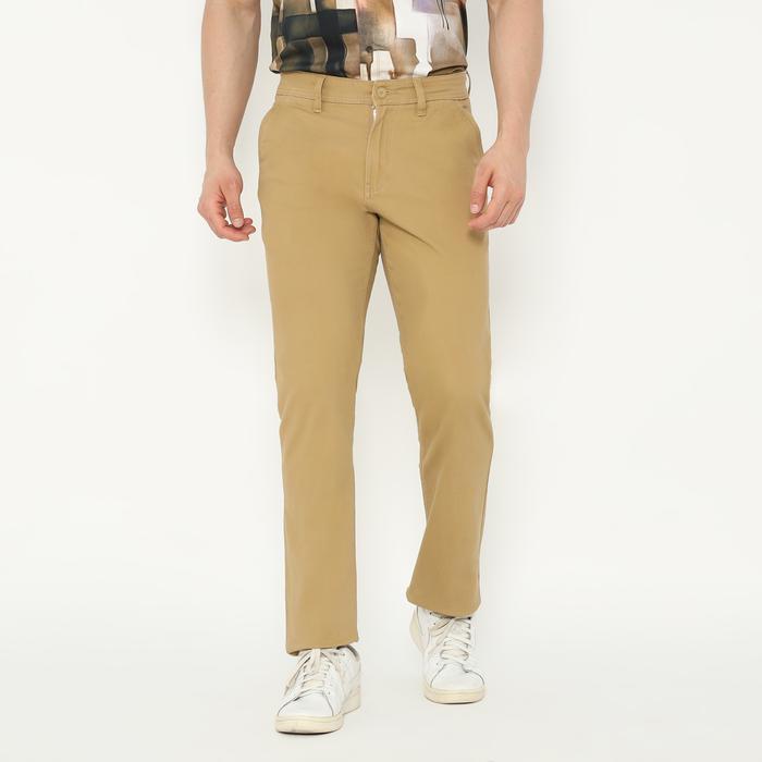 RBJ Chino Panjang Celana Chino Panjang Pria Bahan Katun Regular Fit - Warna Khaki, Ukuran 29 Panjang