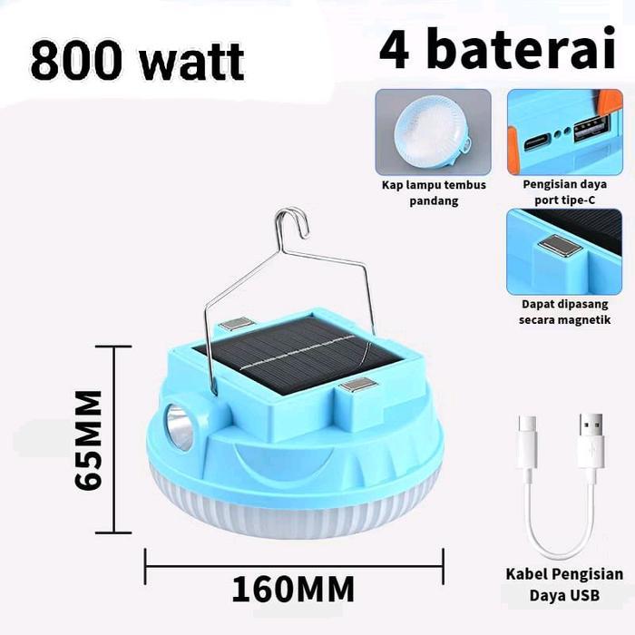Lampu emergency gantung + senter 2IN1 800 WATT baterai 18650X4pcs bisa di lepas pasang 4 mode cahaya