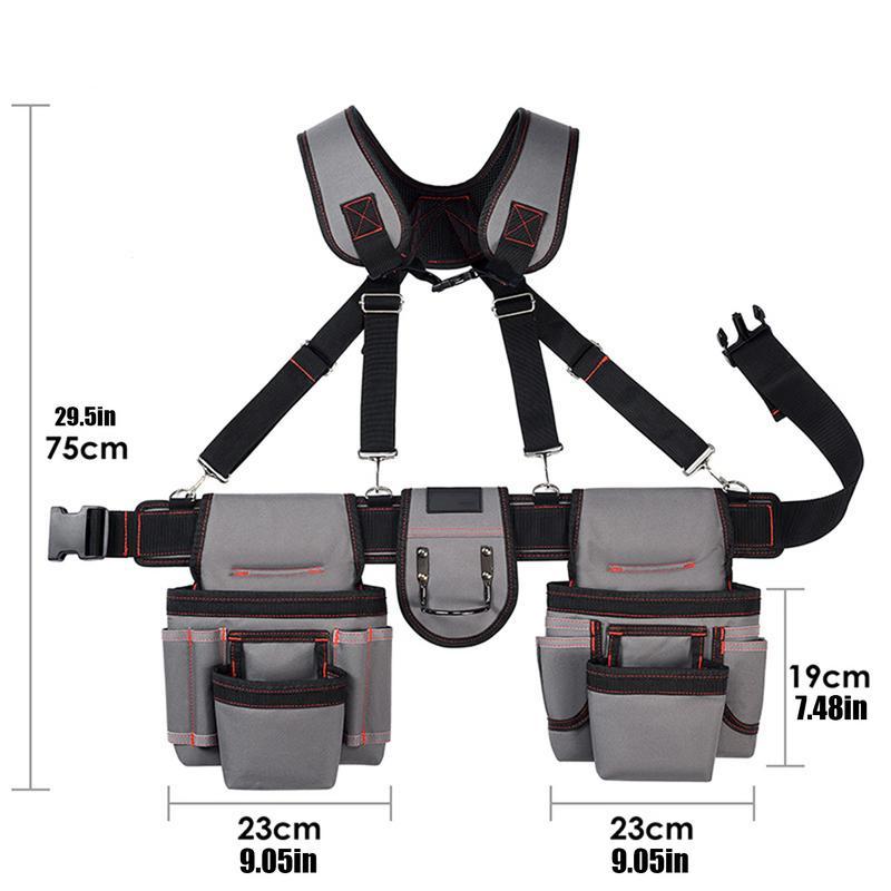 Tool Belt with Suspenders Heavy Duty Construction Tool Belt Portable Work Belt Tool Organizer