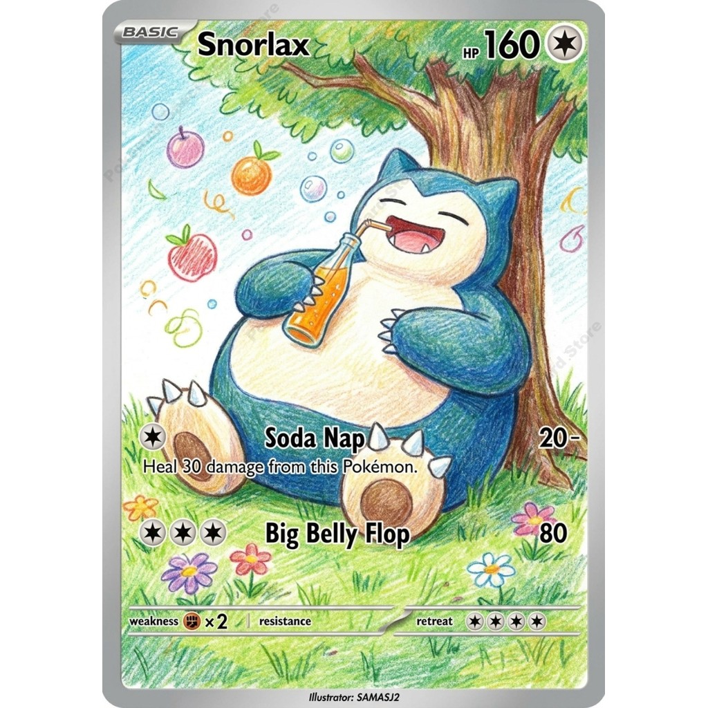 5Pcs Pokemon Cards Squirtle Psyduck Snorlax Jigglypuff Scorbunny Drink Soda Series PTCG Collection