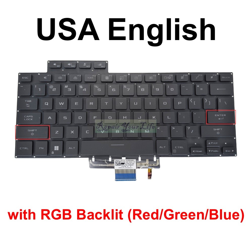 US Russian Backlit Keyboard For ASUS Zephyrus ROG M16 GU603 GU603H GU603ZX GU603ZU GU603ZW RGB