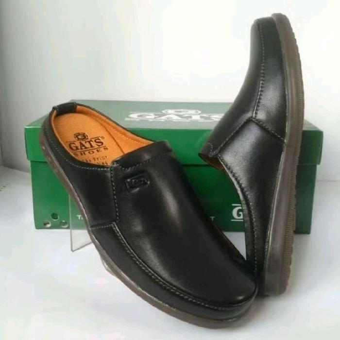 Sepatu Sandal Kulit GATS NB 0002 Original Sepatu Bustong Pria - Hitam