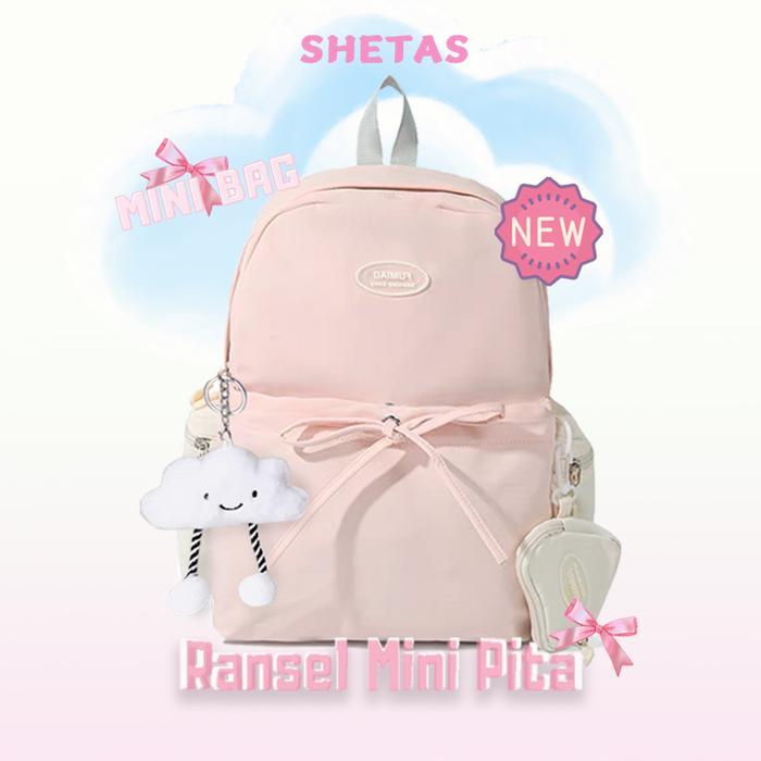 Elizabeth - Shetas Mini Tas Ransel Pita Imut 2025 Model Korea Import, Kualitas Tinggi, Bonus Dompet