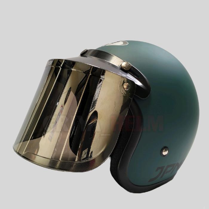 Helm Bogo Retro Jpn Warna Hijau Army New Dop