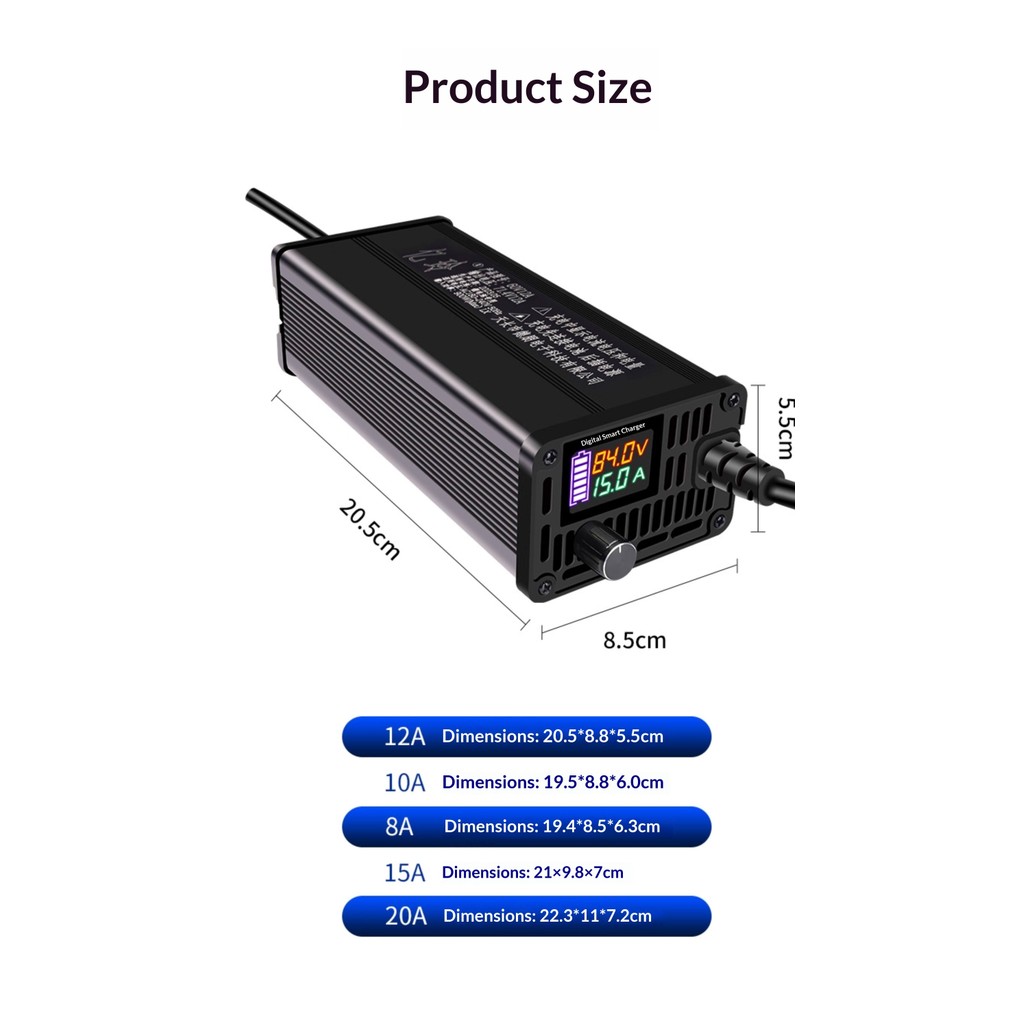 60V 20A 48V 15A 72V 10A lifepo4 Adustable charger 58.4V 54.6V 25A 58.8V 15A 67.2V 84V 87.6V 10A Li