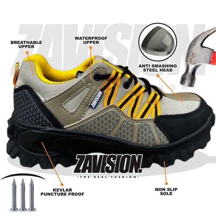 Berkualitas ZAVISION sepatu hiking sepatu safety ujung besi sepatu gunung adventure sepatu proyek