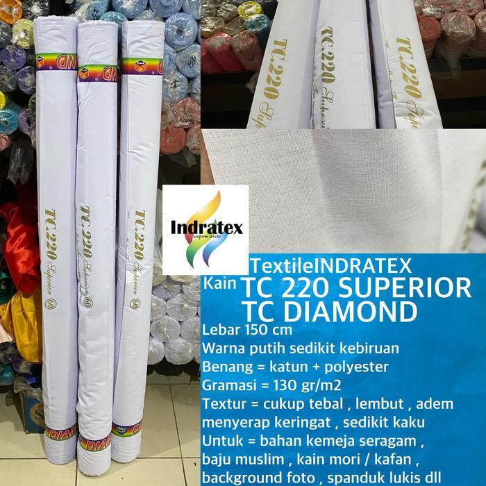 ( per 1 roll ) kain katun jepang putih polos tebal TC 220 DIAMOND lebar 150 cm si 54 meter bahan