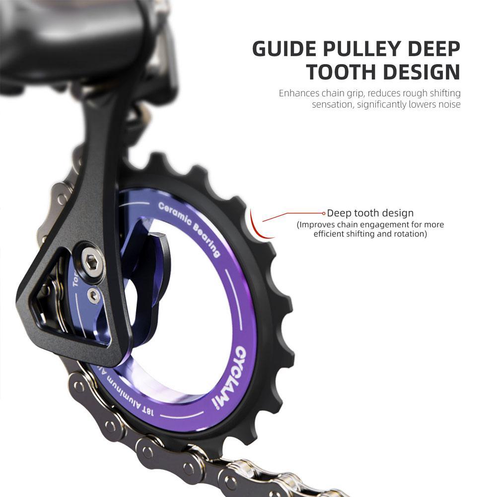 18T Hollow Pulley Wheel Rear Derailleur Ceramic Bearing 9 10 11 Speeds Dual Color Oxidation For