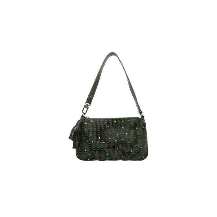 Dowa Ivalo Women Tas Selempang Wanita Rajutan Benang Polypropylene Kombinasi Kulit Sapi Warna Night 