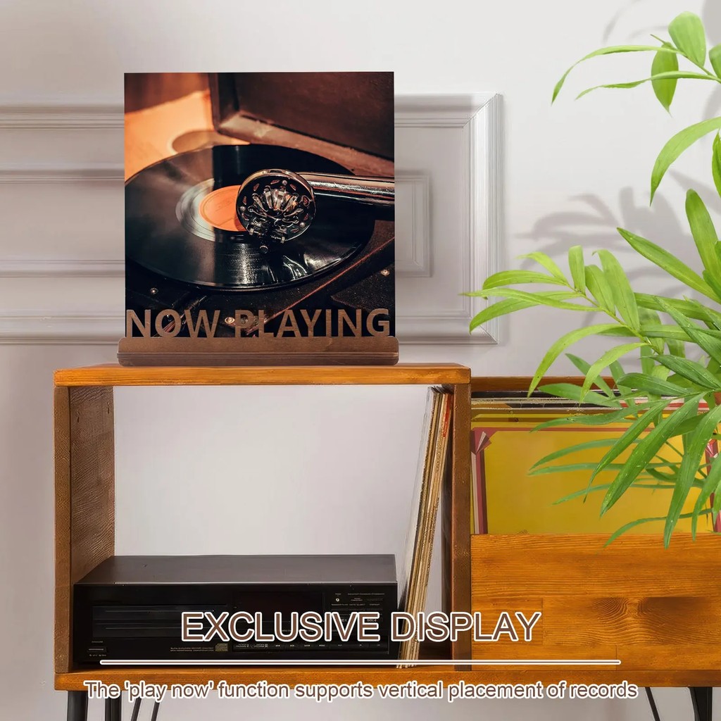 Now Playing Vinyl Record Stand Tabletop Wood Record Holder Decorative Vinyl Record Holder Display