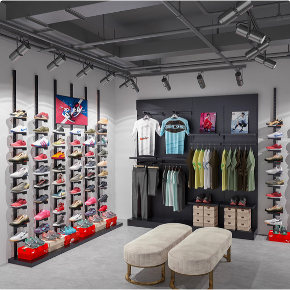 Shoe store shoe rack display rack, shopping mall sports shoe rack, wall shoe support rack display