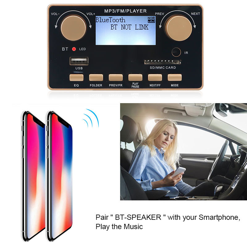 VIRE DC 5V Or 12V LCD Screen Digital Audio Player Module Bluetooth V5.0 Audio DAC Receiver MP3