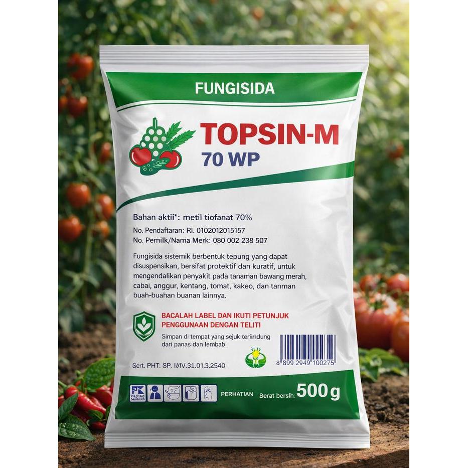 ` Top Sin M 70 WP Fungisida OriginaL Kemasan Pabrik - Topsin-M Fungicide 500 Gram, Top Sin Obat Padi
