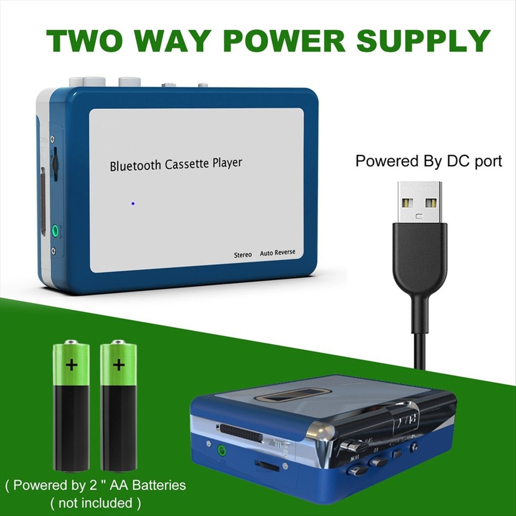 (ABGQ) BT Cassette Player for WALKMAN Cassette Player Portable Speaker Wireless BT Connection