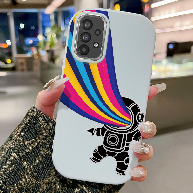 Casing Hp Untuk Samsung Galaxy A73 5G A72 5G A71 Case Rainbow Astronaut Kasing  silikon Cesing gelom