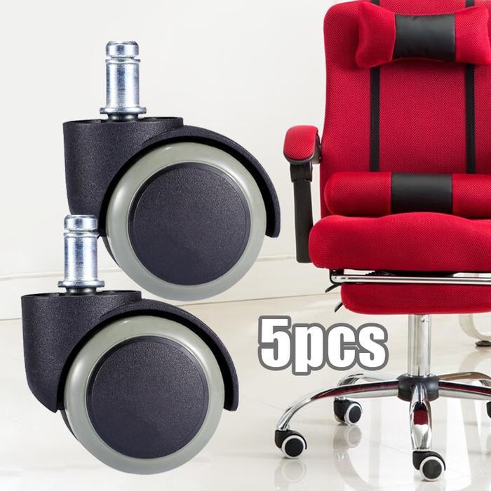 5pcs Roda Kursi Kantor Kantor Roda Tancap Castor Wheel Kaki Kursi