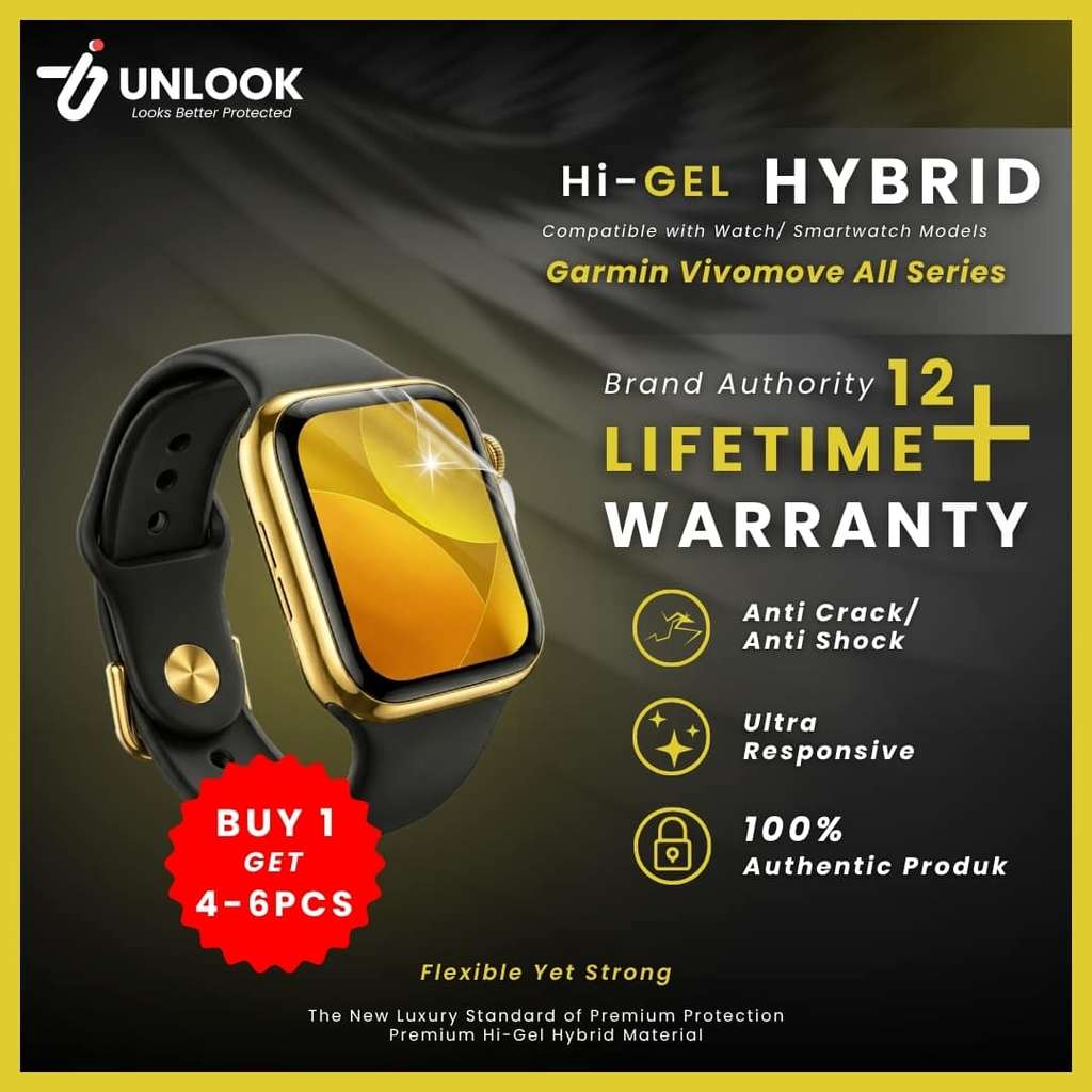 UNLOOK Hi-GEL Hybrid Hydro Film for Garmin Vivomove Trend, Vivomove Style, Vivomove Sport, Vivomove 