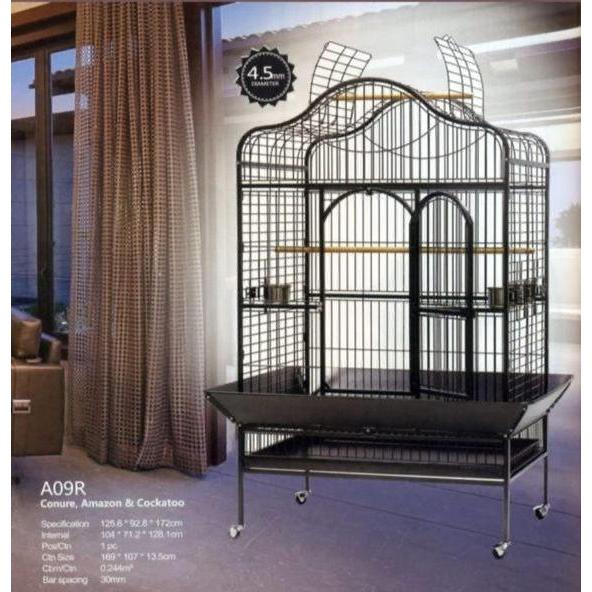 Kandang Burung Besar untuk Macaw Kakatua Parrot Model A09 Warna Putih Ukuran 125x92x172 cm