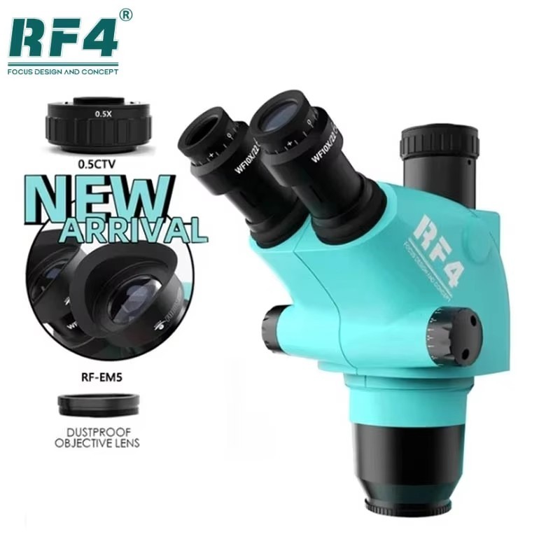 Baru RF4 RF6565TV Microscope Head 6.5X-55 Simul Focal Continuous Zoom Stereo Microscope WF10X/22mm E