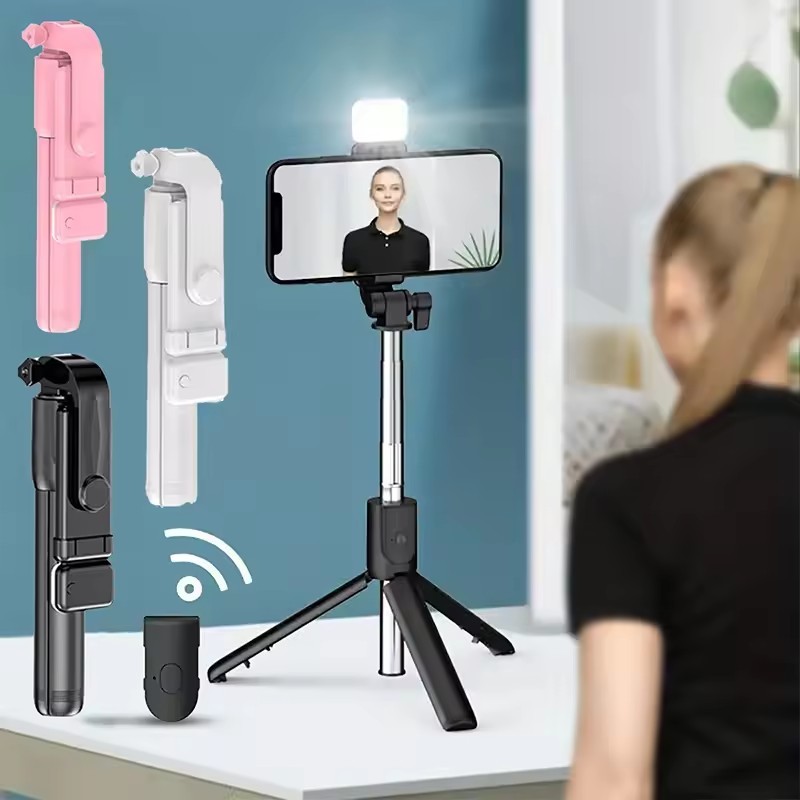 Wireless Bluetooth Selfie Stick Tripod with Remote Extendable Tripod with LED Selfie Light