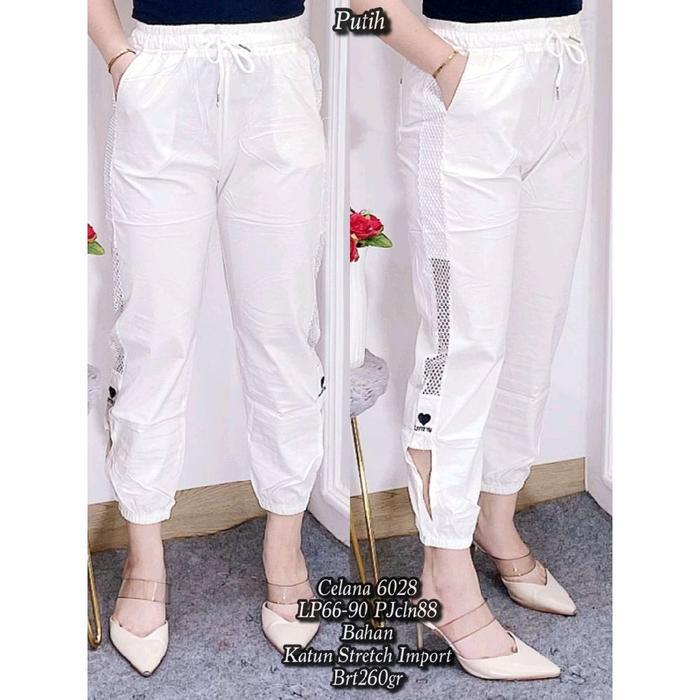 Fitras - Celana Joger Wanita 6028 List Jala Matt. Katun Stretch Import Jogger Remaja Dewasa Viral