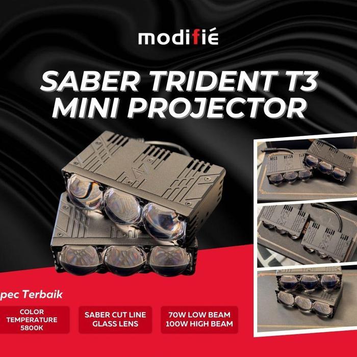 Modifiesby NEW MINI PROJIE SABER TRIDENT T3 led grill 2 MODE mobil bi led grill biled mini projie
