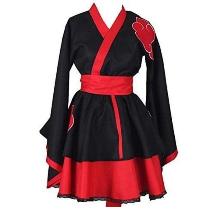 Kostum Akatsuki Dress Fullset Anime Naruto Costume Cosplay Wanita Dewasa
