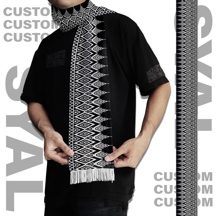 Nazhifa Printing - Syal Batik Arra Black and White - Syal Batik Scraft Scarf Leher Pria Wanita