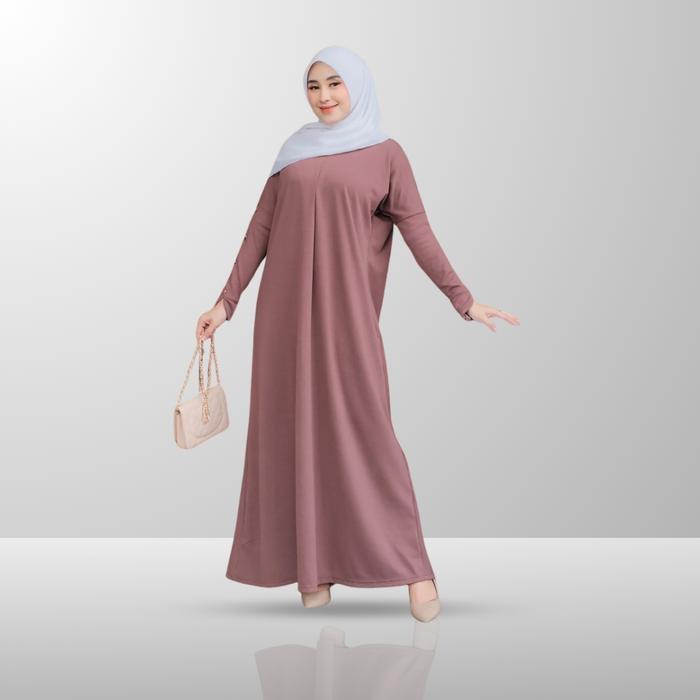 Abaya Batwing Knit Premium - Gamis Inara Knit - Abaya Knit Kancing - Gamis Knit Premium - Abaya