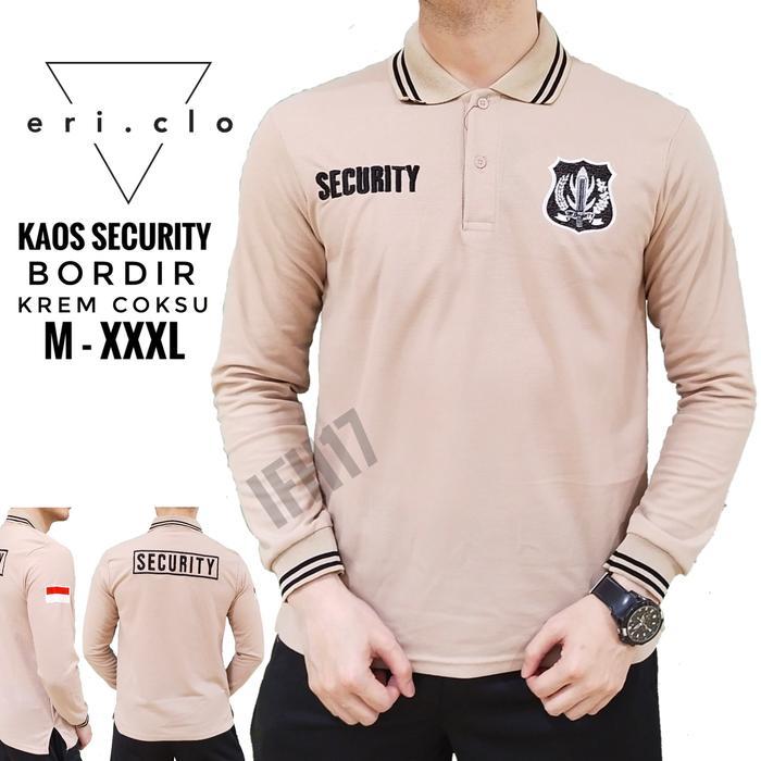 SECURITY LENGAN PANJANG Kaos Polo Lengan Panjang Bordir untuk Security dan Satpam, Warna Coksu Ukura