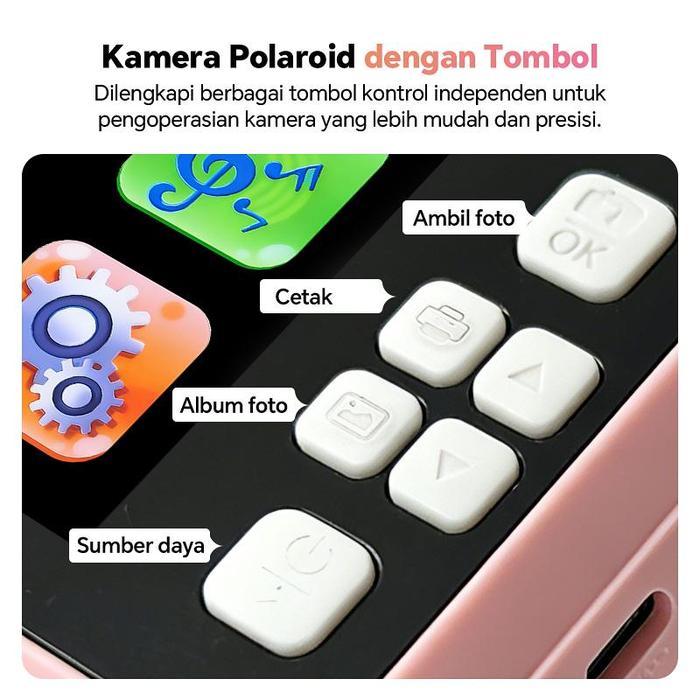 Premium Kamera Cetak Instan Polaroid Anak Mini Thermal Printer Hadiah Kamera Pintar Foto Kamera