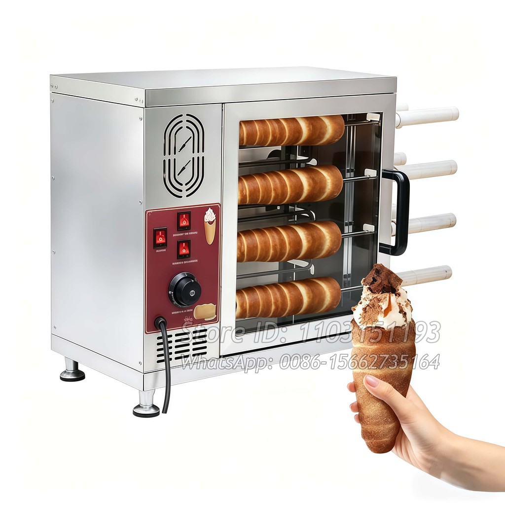 8pcs Electric Kurtos Kalacs Oven Ice Cream Corn Rotary Bread Roaster Chimney Cake Machine For